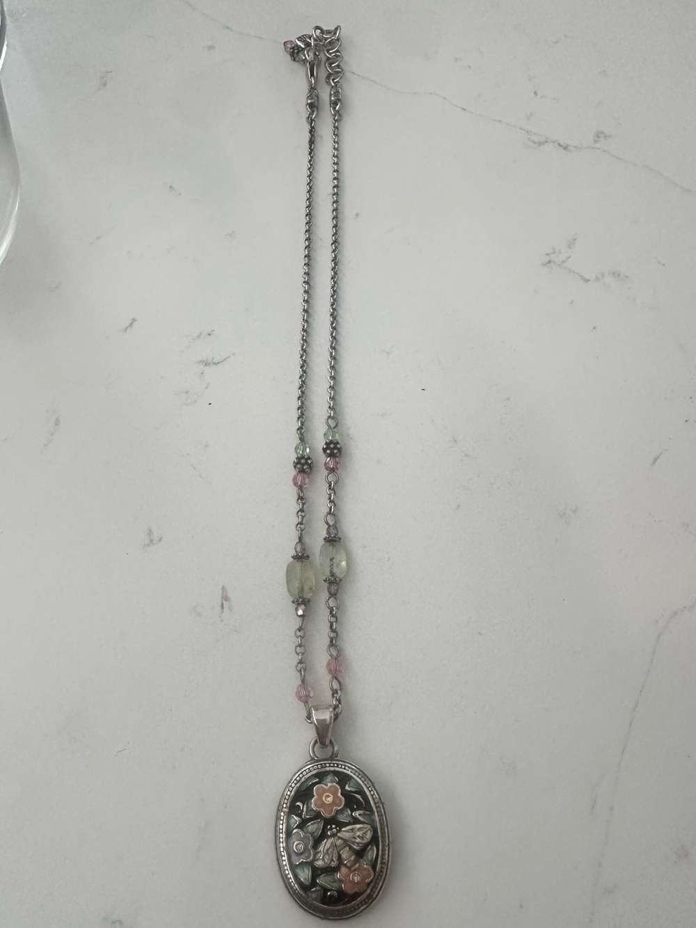 vintage Brighton "Nature's Garden" bumblebee and flower pendant necklace.